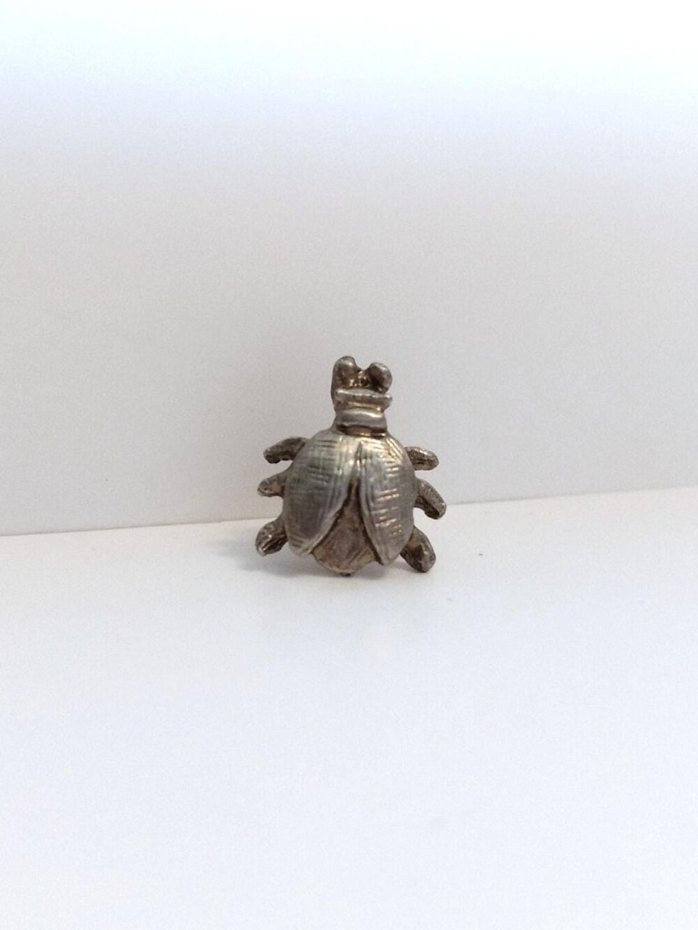 Vintage Beetle Tie Tack Pin Scarab Tick Silver Tone Mens Jewelry Insect